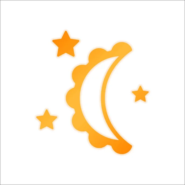 Luna Estrellas Silueta Simple Signo Naranja Con Poca Luz Sobre — Vector de stock