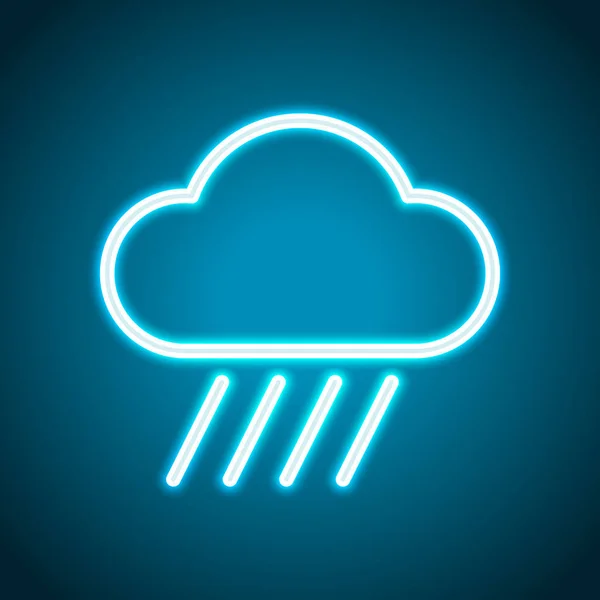 Wolken Regen Eenvoudige Weerpictogram Lineaire Stijl Neon Stijl Lichte Decoratie — Stockvector