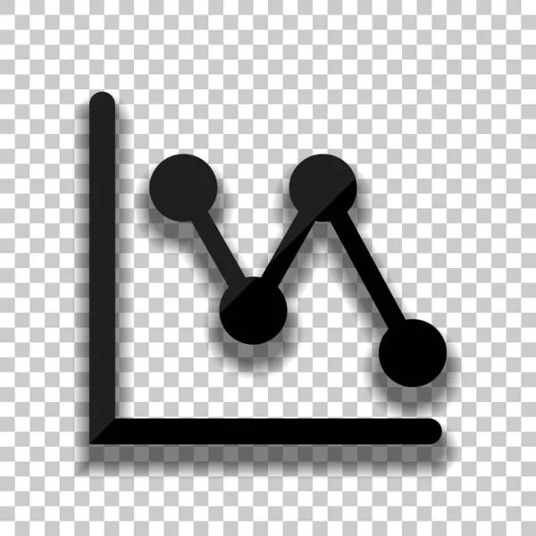 Abnehmendes Diagrammzeilen Symbol Schwarzes Glassymbol Mit Weichem Schatten Auf Transparentem — Stockvektor