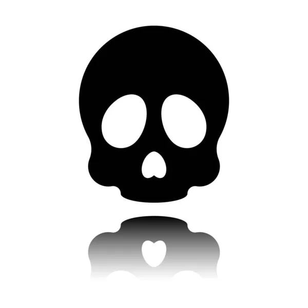 Einfaches Totenkopf Symbol Schwarzes Symbol Mit Spiegelreflexion Auf Weißem Hintergrund — Stockvektor