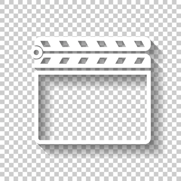 Film Clap Board Cinéma Fermer Icône Icône Blanche Avec Ombre — Image vectorielle