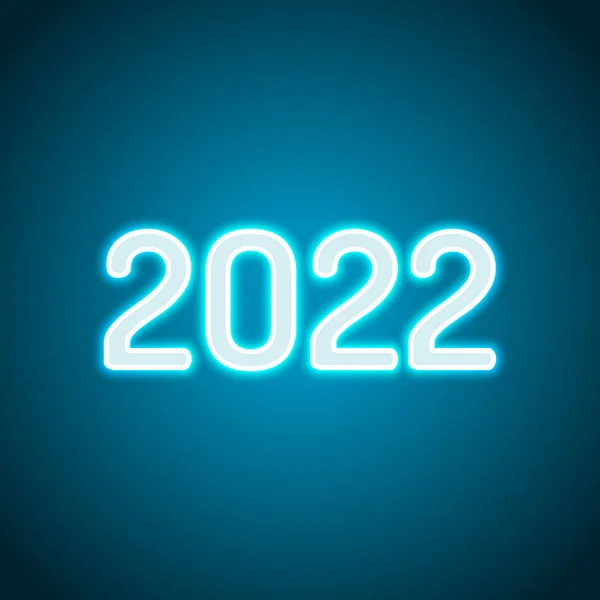 2022 Numero Icona Felice Anno Nuovo Stile Neon Icona Decorazione — Vettoriale Stock