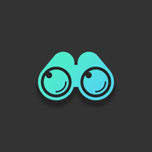 単純な双眼鏡アイコン 暗い背景にソフト シャドウとカラフルなロゴのコンセプト 紺碧の海のアイコンの色 — ストックベクタ