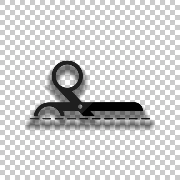Значок Ножниц Значок Черного Стекла Мягкой Тенью Прозрачном Фоне — стоковый вектор