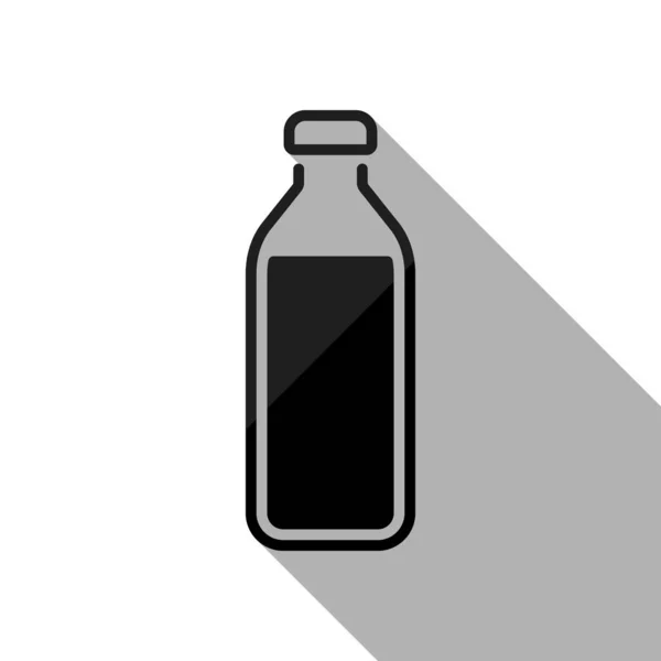 Botella Agua Icono Simple Objeto Negro Con Sombra Larga Sobre — Archivo Imágenes Vectoriales