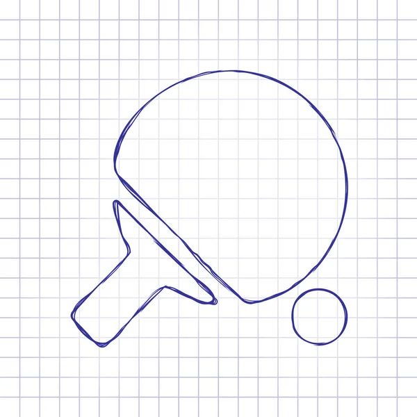 Icône Ping Pong Image Dessinée Main Sur Feuille Papier Encre — Image vectorielle
