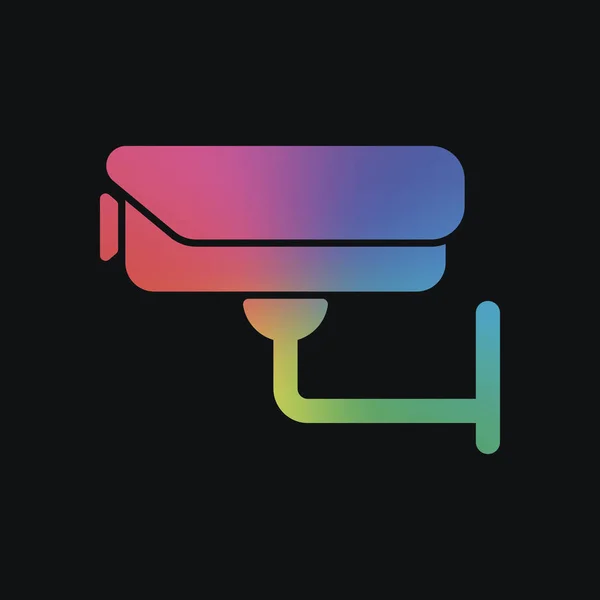 Überwachungskamera Technologie Ikone Regenbogenfarbe Und Dunkler Hintergrund — Stockvektor