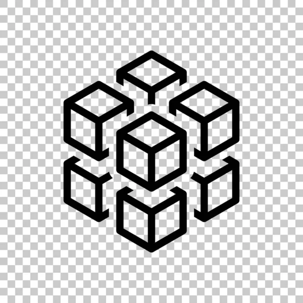 Cube Avec Huit Blocs Icône Rubik Morceaux Glace Symbole Noir — Image vectorielle