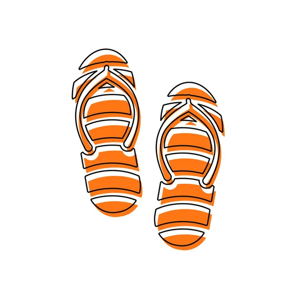 Des Chaussons Plage Flip Flops Icône Icône Isolée Composée Contour — Image vectorielle