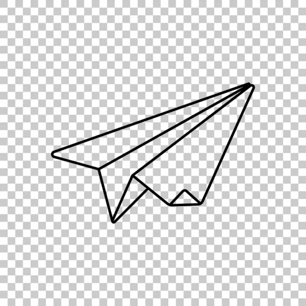 Avion Papier Planeur Origami Symbole Noir Sur Fond Transparent — Image vectorielle