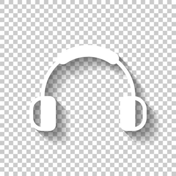Auriculares Música Volumen Mudo Icono Simple Icono Blanco Con Sombra — Vector de stock