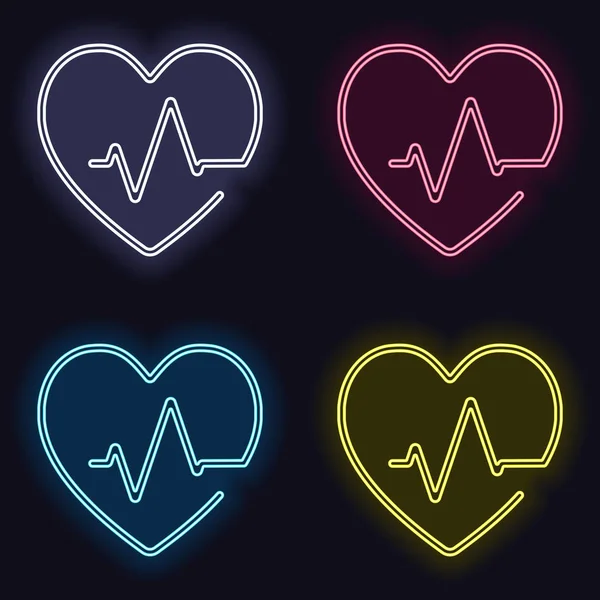 Corazón Pulso Estilo Una Línea Icono Lineal Con Contorno Delgado — Vector de stock