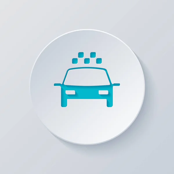 Taxi Taxi Vagy Autóval Egyszerű Ikonra Kivágott Kör Szürke Kék — Stock Vector