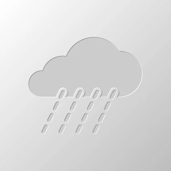 Yağmur Hava Simgesi Kağıt Tasarımı Düzenlenen Sembolü Çekirdeksiz Stili — Stok Vektör