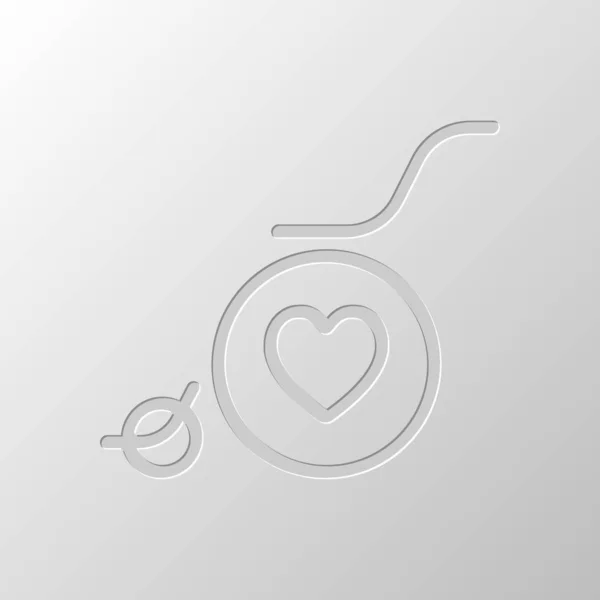 Wheelchair Heart Outline Icon Paper Design Cutted Symbol Pitted Style — Stock Vector