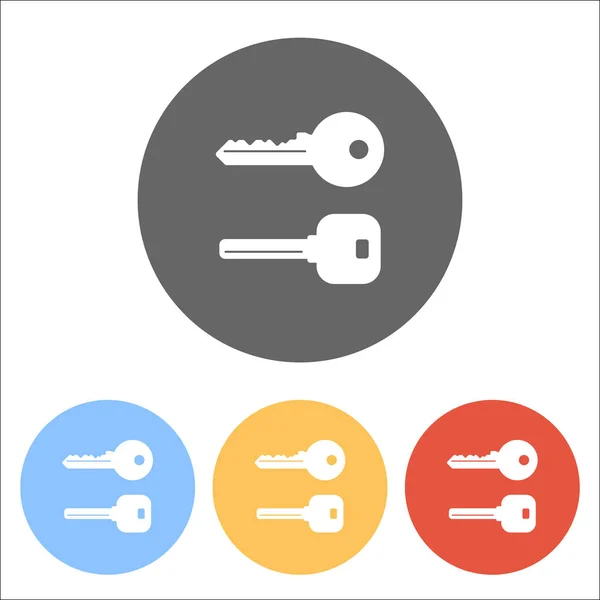 Keys Icons Set Set White Icons Colored Circles — Stock Vector