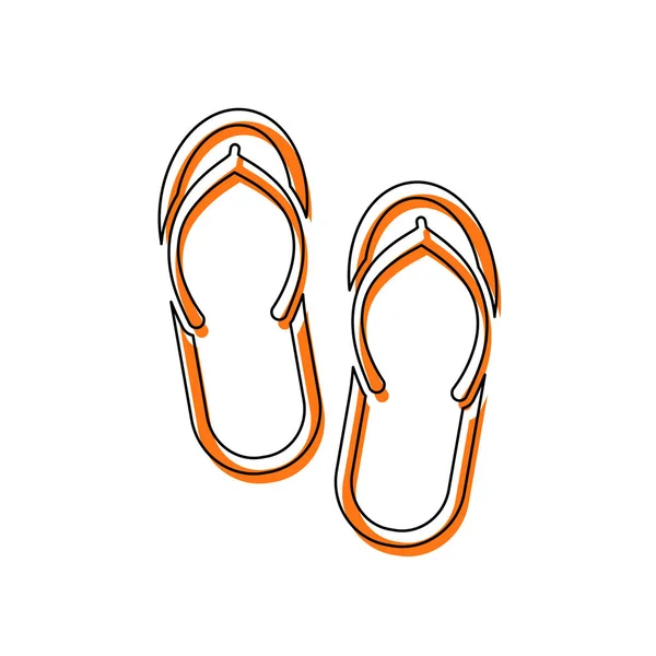 Beach Slippers Flip Flops Icon Isolated Icon Consisting Black Thin — Stock Vector