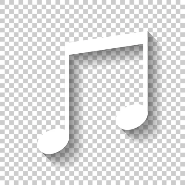 Музыкальная Икона Белый Значок Тенью Прозрачном Фоне — стоковый вектор