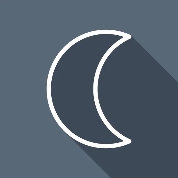 Простая Луна Символ Погоды Линейная Иконка Тонким Контуром Белый Плоский — стоковый вектор