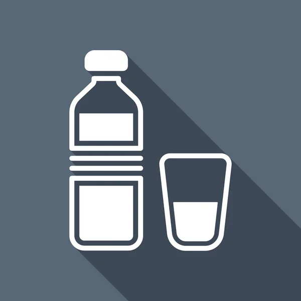 Μπουκάλι Για Νερό Και Γυαλί Κύπελλο Απλή Εικόνα Λευκή Επίπεδη — Διανυσματικό Αρχείο