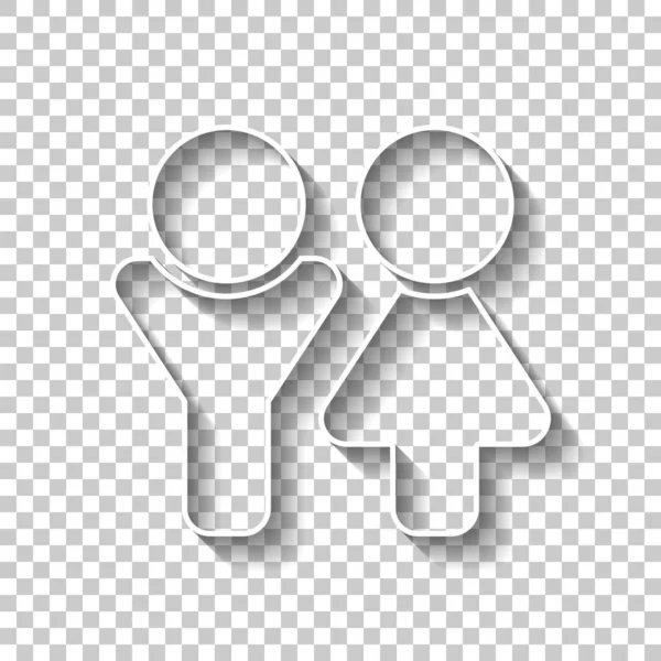 Набор Мужских Женских Символов Простая Иконка Знак Белого Контура Тенью — стоковый вектор