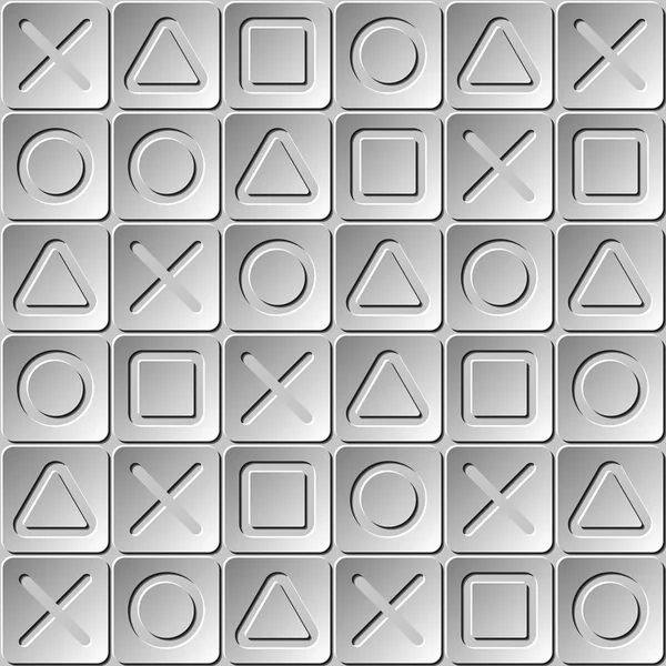 Geometrické Jednoduché Objekty Čtverec Trojúhelník Kruh Kříž Sítě Čtverců Vzor — Stockový vektor