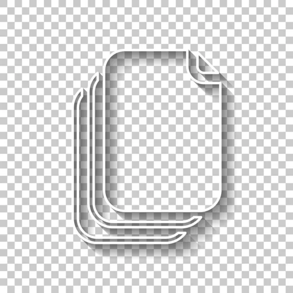 Documento Silueta Simple Señal Contorno Blanco Con Sombra Sobre Fondo — Vector de stock