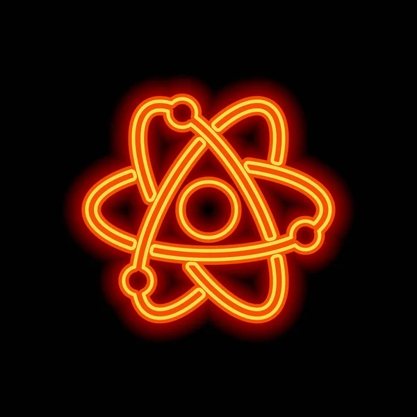 Símbolo Del Átomo Científico Icono Simple Estilo Naranja Neón Sobre — Vector de stock