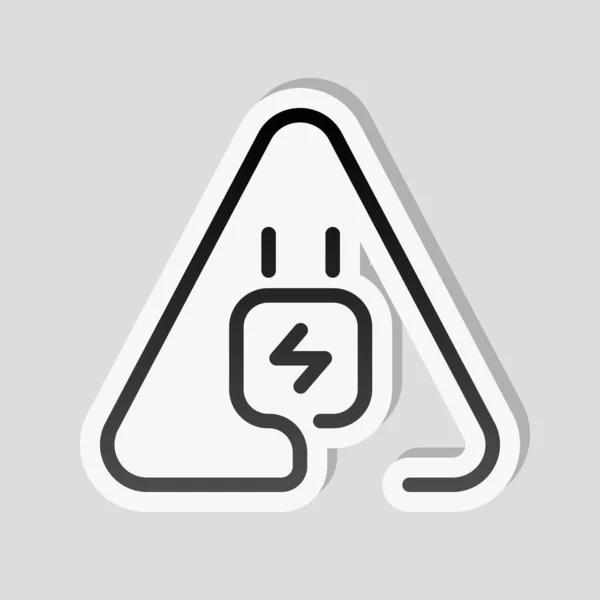 Electric Power Plug Warning Triangle Simple Linear Icon Thin Outline — Stock Vector