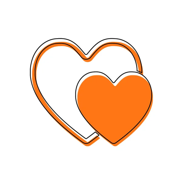 Cœurs Simple Icône Icône Isolée Composée Contour Mince Noir Orange — Image vectorielle
