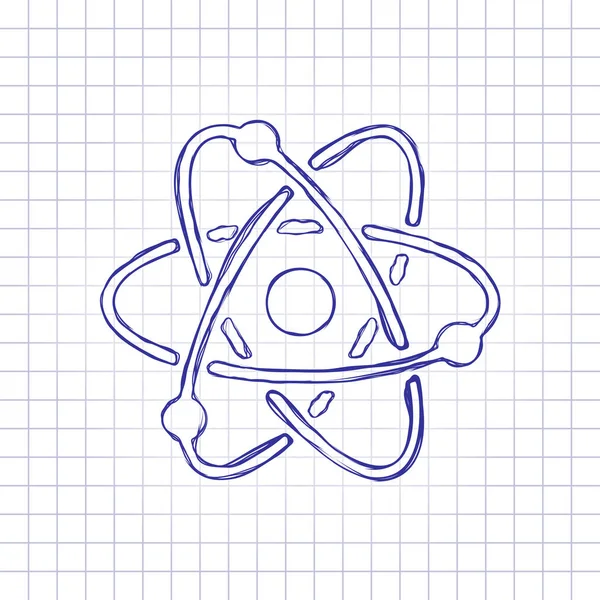 Vetenskapliga Atom Symbol Enkel Ikon Handen Ritade Bilden Papper Ark — Stock vektor