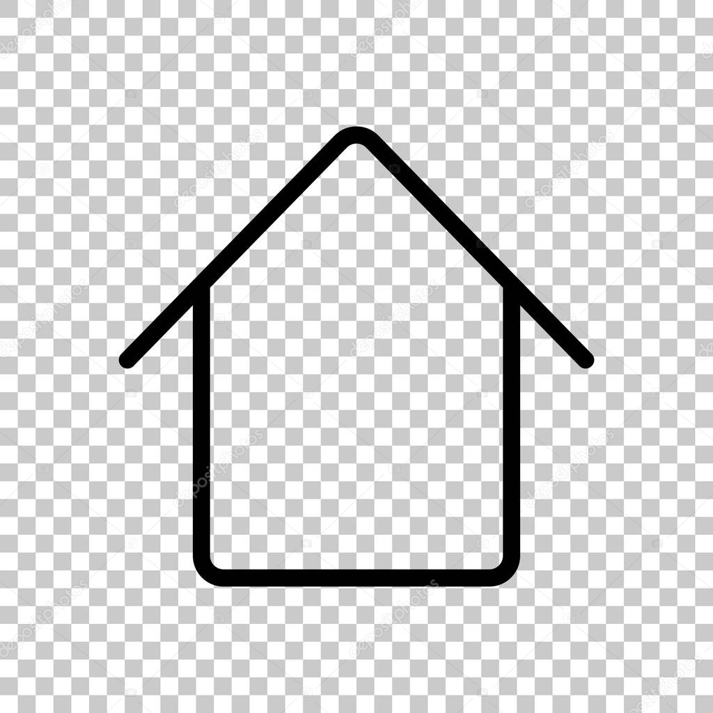 Simple house icon. On transparent background. Black object