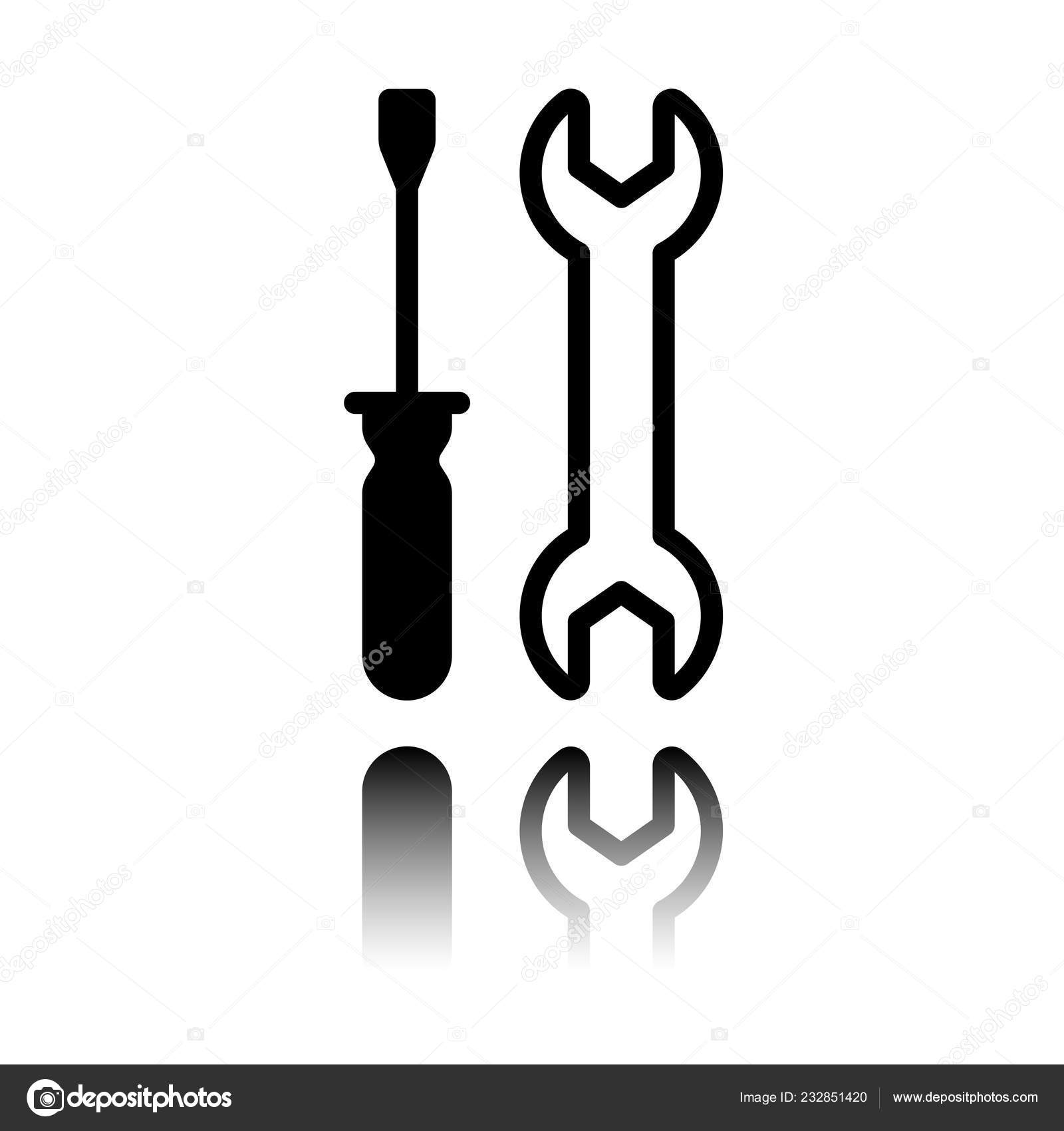 Servicio Reparación Llave Inglesa Destornillador Herramientas Icono Negro  Con Reflejo Vector de stock #232851420 de ©fokas.pokas, image size:1600x1700