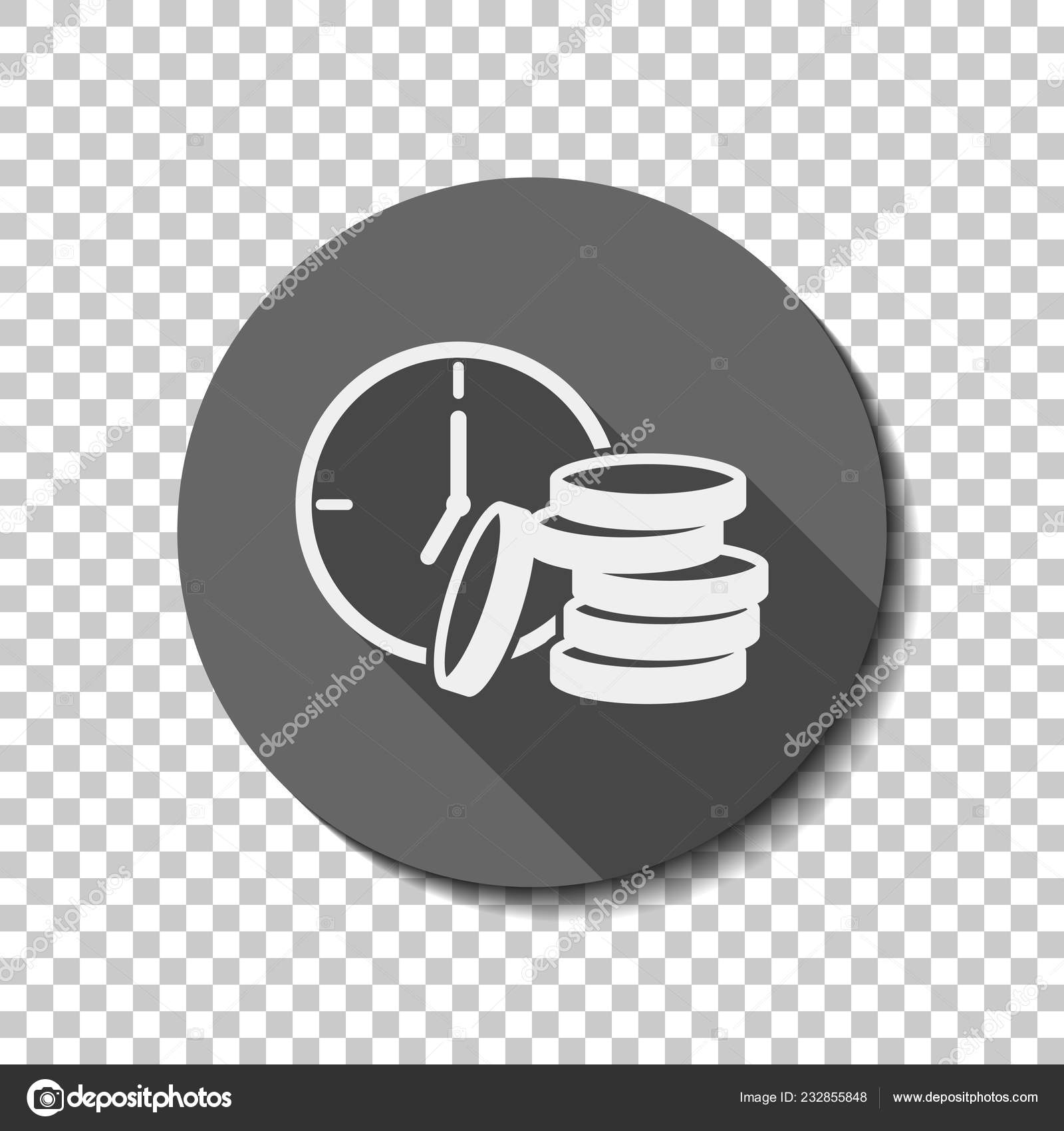 Time Money Clock Coin Stack Finance Icon Flat Icon Long - 