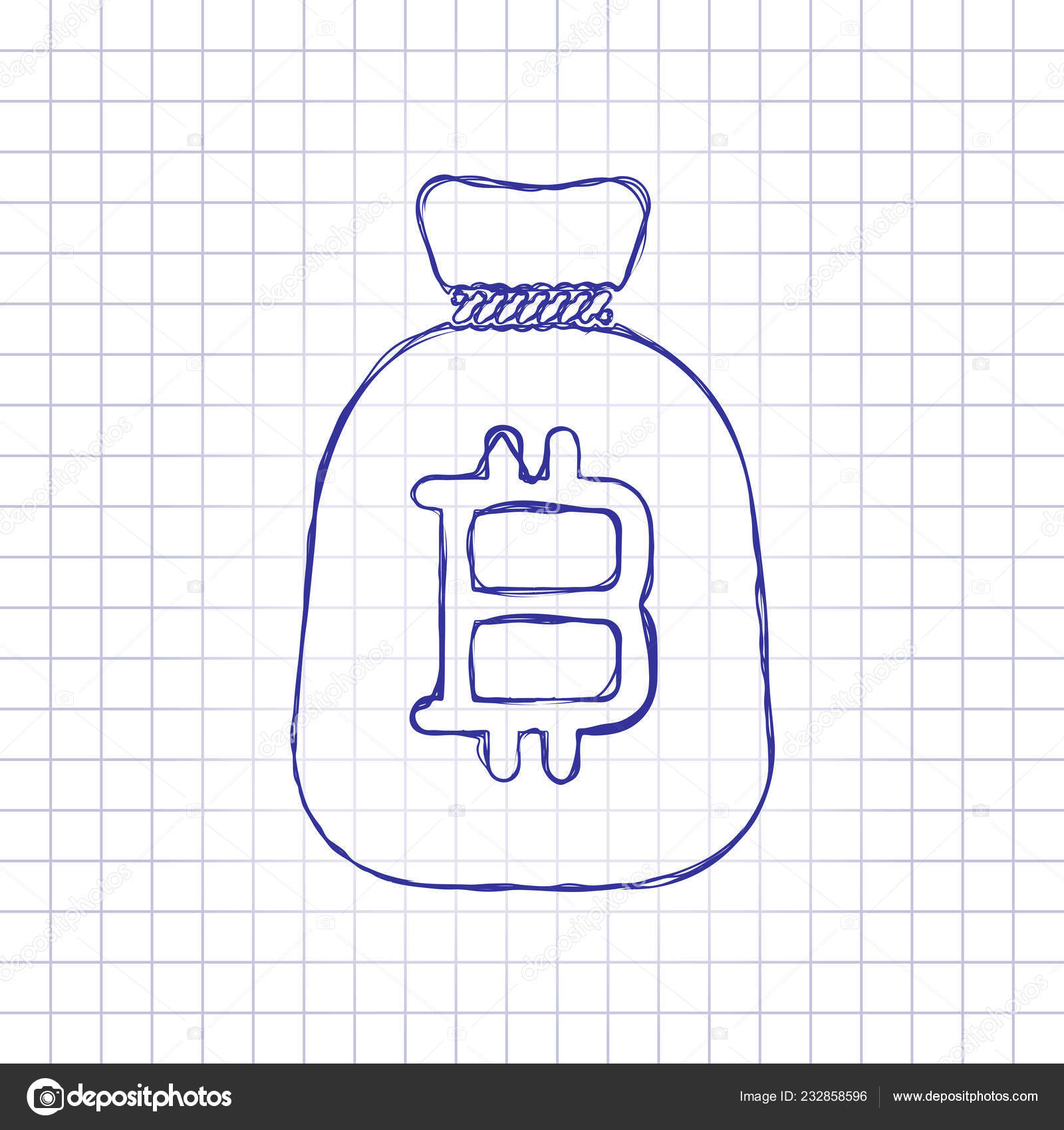 Money Bag Bitcoin Full Moneybag Icon Hand Drawn Picture - 