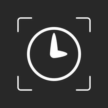 Basit simge saatin. Beyaz nesne kamera otomatik odaklama koyu arka plan üzerinde