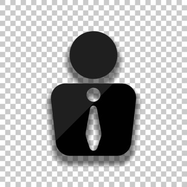 iş adamı simgesi. Saydam arka plan üzerinde yumuşak gölgeli siyah cam kutsal kişilerin resmi