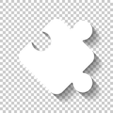 Bulmaca, mantık, basit simge iz parça. Gölge şeffaf arka plan üzerinde beyaz simgesi