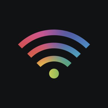 kablosuz simgesi. Gökkuşağı rengi ve koyu arka plan