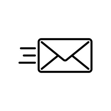 posta simgesini gönderin. SMS hattı. Beyaz arka planda siyah simgesi