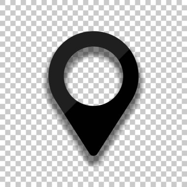 Harita etiketi simgesi. Saydam arka plan üzerinde yumuşak gölgeli siyah cam kutsal kişilerin resmi