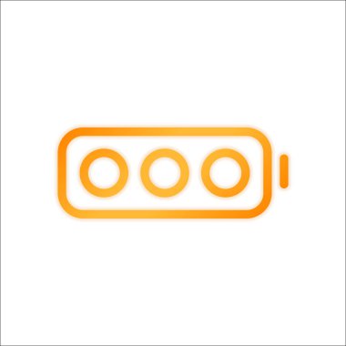 Basit boş pil, düzey yok. Portakal işareti beyaz arka plan üzerinde düşük ışık ile