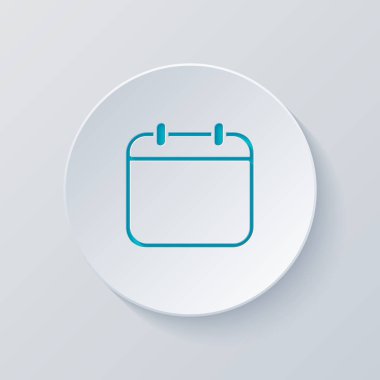 Basit takvimi, lineer, ince anahat. Gri ve mavi katmanları ile daire kes. Kağıt tarzı