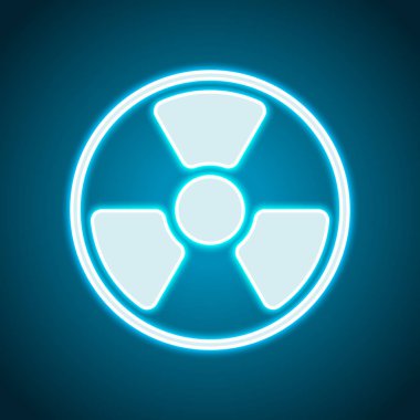 tehlike, radyasyon. basit siluet. Neon tarzı. Işık dekorasyon simgesi. Parlak elektrik sembolü