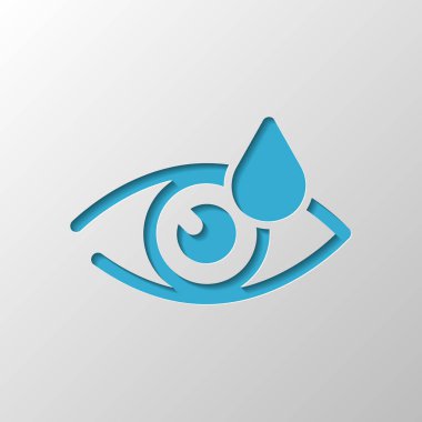 Göz ve bırak. Basit simgesi. Kağıt tasarımı. Gölge ile düzenlenen sembolü