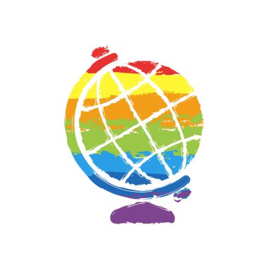 Basit küre sembolü. Çizim işaretiyle Lgbt stil, gökkuşağı (kırmızı, turuncu, sarı, yeşil, mavi, Indigo, menekşe, yedi renk