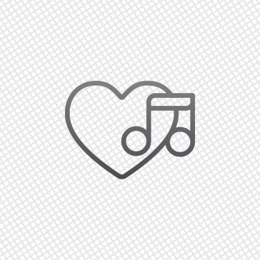 Duydum ve dikkat, favori müzik. İnce anahat ile doğrusal simgesi. Kılavuz arka plan üzerinde