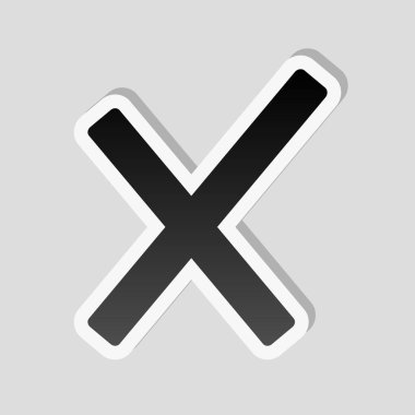 Yanlış işareti simgesi. Etiket tarzı ile beyaz ve gri arka plan üzerinde basit gölge