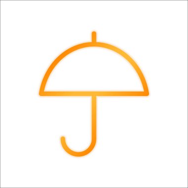 Basit şemsiye simgesi. Doğrusal, ince anahat. Portakal işareti beyaz arka plan üzerinde düşük ışık ile