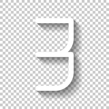 3 numara, rakamı, üç. Gölge şeffaf arka plan üzerinde beyaz simgesi